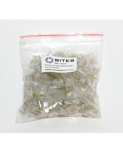 US010A (100шт). Телефонный разъем 4P4C (RJ-11). 5bites в Королеве