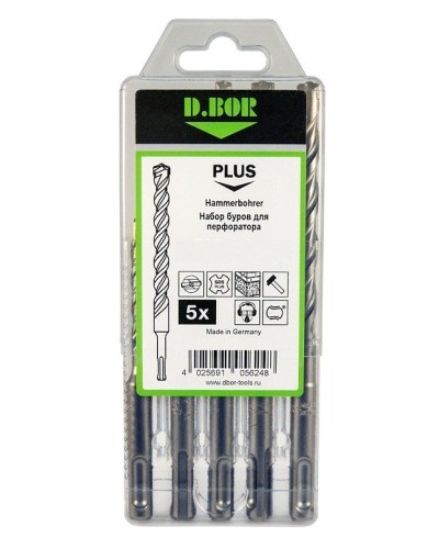 Набор буров SDS-plus V PLUS 5шт, 2-cutting (242030): Набор буров SDS-plus (6х110 мм; 6,8,10,12х160 мм) в Королеве