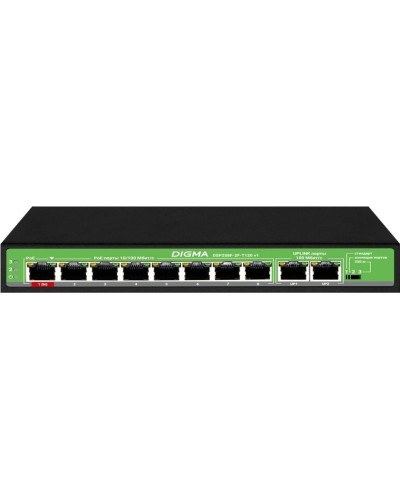 DSP208F-2F-T120 DSP208F-2F-T120 V1 (L2) 10х100Мбит/с 8PoE 8PoE+ 120W. Коммутатор с питанием по PoE. Digma в Королеве