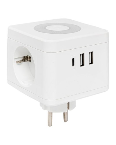 Тройник Куб 2 гнезда 2USB 2,4А+Type C + Ночник. Тройник Куб. EKF в Королеве
