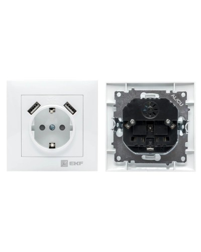 Валенсия розетка 1-местная с/з 16А (EWR16-028-10-2USB). Розетка 1-местная с/з 16А. EKF в Королеве