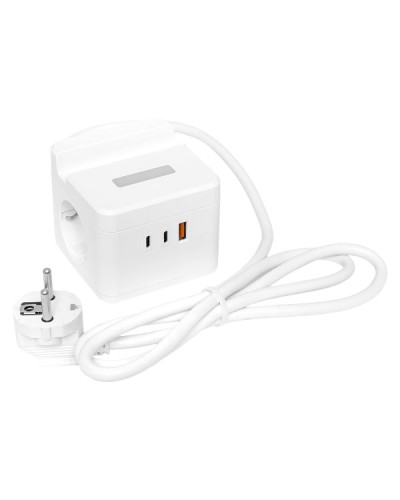 Удлинитель Куб 2 гнезда USB + 2Type C с быстрой зарядкой, подставкой под телефон и ночником 1,3 метра 1мм2. Удлинитель Куб. EKF в Королеве