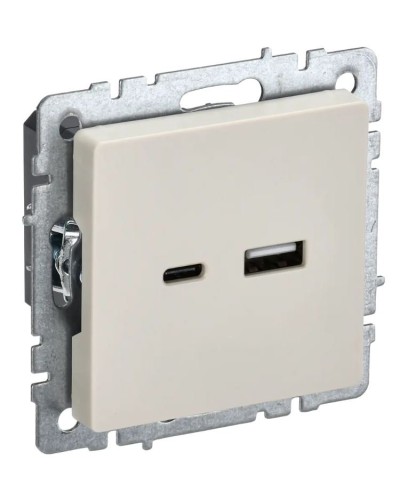 Розетка USB A+C 18Вт РЮ11-1-БрКр бежевый BRITE (BR-U22-018-K10). Розетка USB. IEK в Королеве