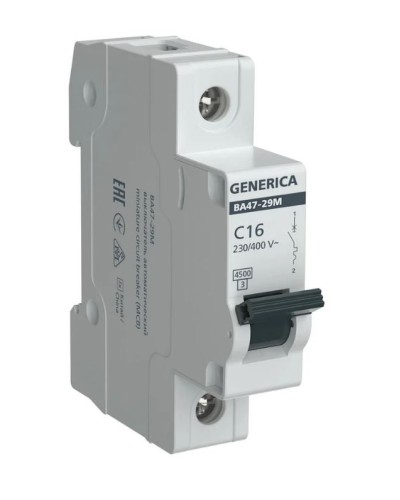 GENERICA ВА47-29М 1P C 16А 4,5кА (MVA21-1-016-C-G). Автоматический выключатель. IEK в Королеве