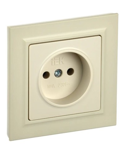 Розетка без з/к РС10-1-0-БрКр бежевый BRITE (BR-R10-10-K10). Розетка без заземления без защитных шторок. IEK в Королеве