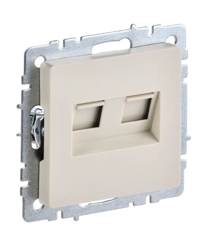 Розетка RJ45 РК10-2-БрКр кат.5E, бежевый BRITE (BR-K20-1-K10). Розетка компьютерная двойная. IEK в Королеве