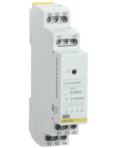 Реле промежуточное модульное OIR 3 контакта 16А 24В AC/DC (OIR-316-ACDC24V). Реле промежуточное модульное. IEK в Королеве