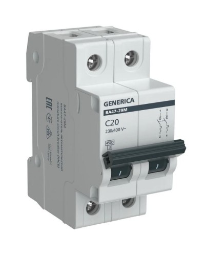 GENERICA ВА47-29М 2P C 20А 4,5кА (MVA21-2-020-C-G). Автоматический выключатель. IEK в Королеве