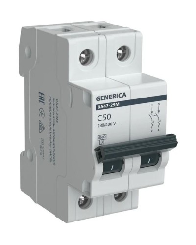 GENERICA ВА47-29М 2P C 50А 4,5кА (MVA21-2-050-C-G). Автоматический выключатель. IEK в Королеве