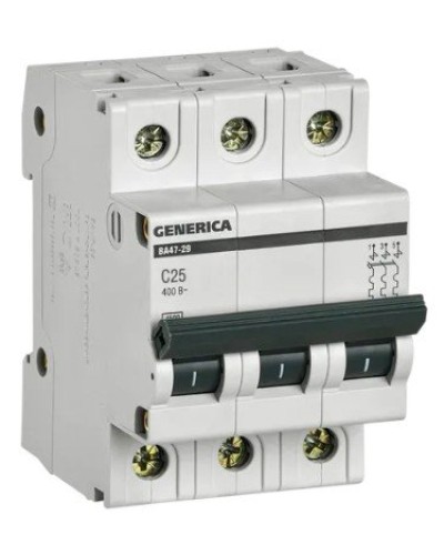 GENERICA ВА47-29 3P C 25А 4,5кА (MVA25-3-025-C). Автоматический выключатель. IEK в Королеве