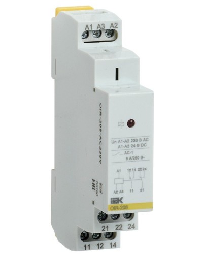 Реле промежуточное модульное OIR 2 контакта 8А 230В AC (OIR-208-AC230V). Реле промежуточное модульное. IEK в Королеве