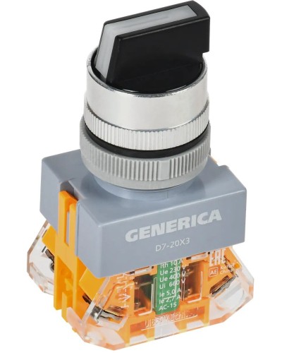 Переключатель D7-20X3 на 3 положения черный GENERICA (BSW50-20X3-3-21-3-K02-G). Переключатель. IEK в Королеве