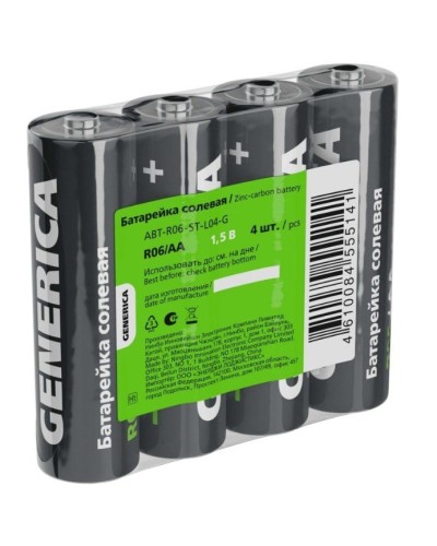 Батарейка солевая R06/AA GENERICA (4 шт) (ABT-R06-ST-L04-G). Батарейка солевая. IEK в Королеве