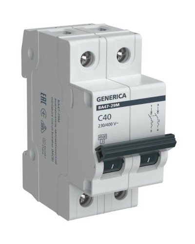 GENERICA ВА47-29М 2P C 40А 4,5кА (MVA21-2-040-C-G). Автоматический выключатель. IEK в Королеве