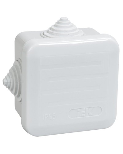 Коробка распаячная КМ41236 70х70х40 открытой проводки IP44 4 гермоввода серая (UKOZ11-070-070-040-K41-44). Коробка распаячная безгалогенная (HF) с защелкивающейся крышкой. IEK в Королеве