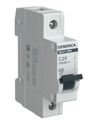 GENERICA ВА47-29М 1P C 25А 4,5кА (MVA21-1-025-C-G). Автоматический выключатель. IEK в Королеве