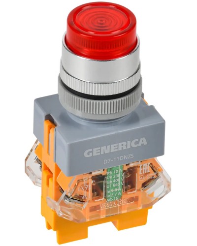 Кнопка D7-11DNZS d=22мм красная GENERICA (BBT50-11DNZS-3-11-K04-G). Кнопка управления с подсветкой и фиксацией. IEK в Королеве