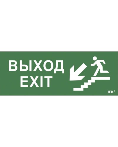 Самоклеящаяся этикетка Выход/лестница вниз/фигура (LPC10-1-24-09-VLVNF). Самоклеящаяся этикетка 240х90 мм. IEK в Королеве