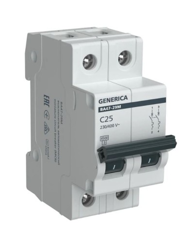 GENERICA ВА47-29М 2P C 25А 4,5кА (MVA21-2-025-C-G). Автоматический выключатель. IEK в Королеве