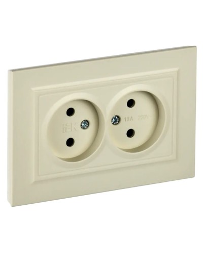 Розетка 2-местная без з/к РС12-2-БрКр бежевый BRITE (BR-R20-10-K10-F). Розетка без заземления без защитных шторок в сборе. IEK в Королеве