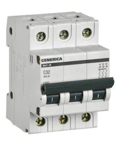 GENERICA ВА47-29 3P C 32А 4,5кА (MVA25-3-032-C). Автоматический выключатель. IEK в Королеве