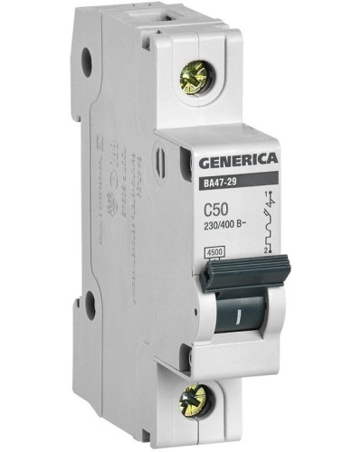 GENERICA ВА47-29 1P C 50А 4,5кА (MVA25-1-050-C). Автоматический выключатель. IEK в Королеве