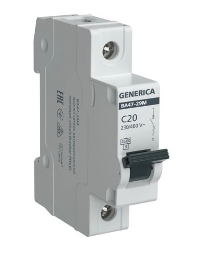 GENERICA ВА47-29М 1P C 20А 4,5кА (MVA21-1-020-C-G). Автоматический выключатель. IEK в Королеве