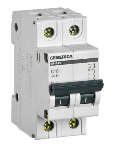 GENERICA ВА47-29 2P C 10А 4,5кА (MVA25-2-010-C). Автоматический выключатель. IEK в Королеве
