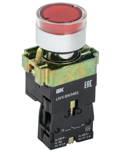 Кнопка LAY5-BW3461 с подсветкой красный 1з (BBT50-BW-K04). Кнопка с подсветкой. IEK в Королеве