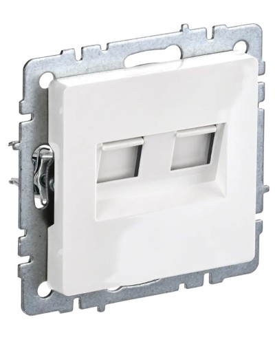 Розетка RJ45 РК10-2-БрБ кат.5E, белая BRITE (BR-K20-1-K01). Розетка компьютерная двойная. IEK в Королеве