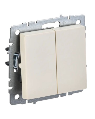 Выключатель 2-клавишный проходной ВС10-2-6-БрКр бежевый BRITE (BR-V22-0-10-K10). Выключатель. IEK в Королеве
