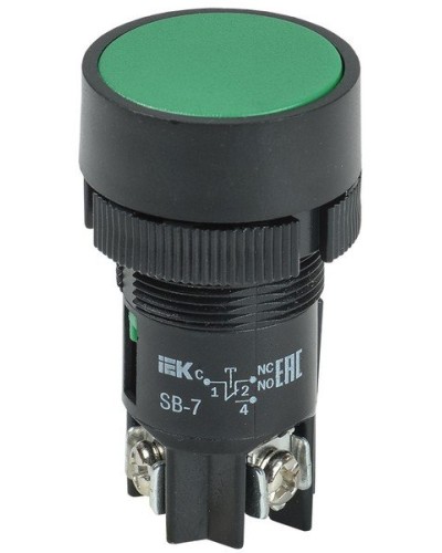 Кнопка SВ-7 Пуск зеленая D=22 мм (BBT40-SB7-K06). Кнопка. IEK в Королеве