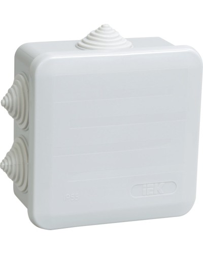 Коробка распаячная КМ41255 100х100х50 открытой проводки IP44 6 гермовводов серая (UKOZ11-100-100-050-K41-44). Коробка распаячная безгалогенная (HF) с защелкивающейся крышкой. IEK в Королеве