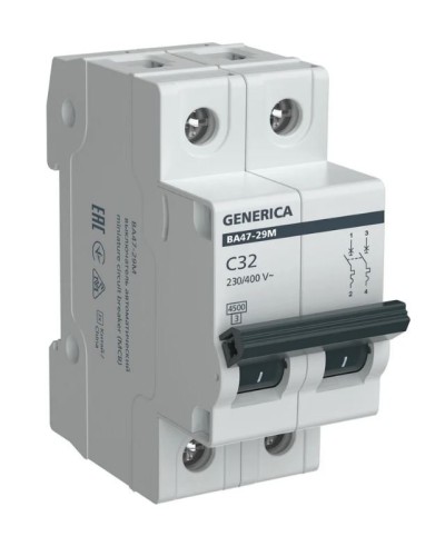 GENERICA ВА47-29М 2P C 32А 4,5кА (MVA21-2-032-C-G). Автоматический выключатель. IEK в Королеве