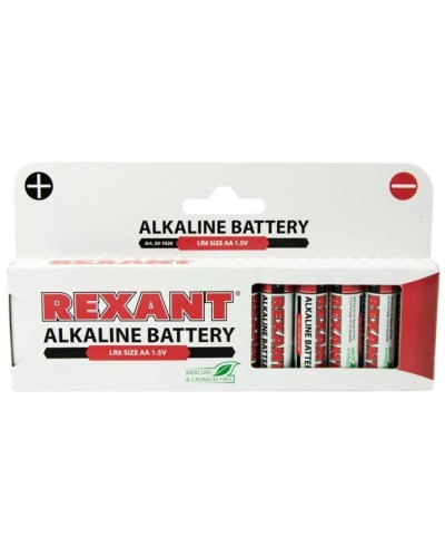 Алкалиновая батарейка AA/LR6 1,5 V 12 шт. REXANT (30-1026). Элемент питания. Rexant в Королеве