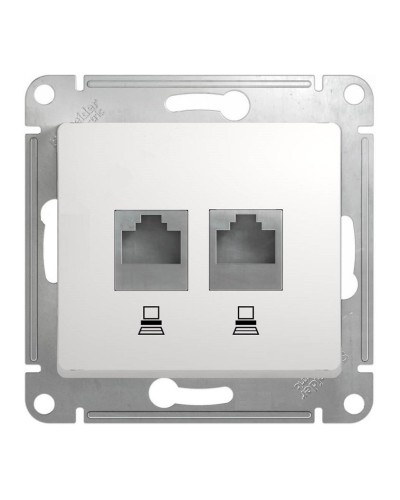Glossa розетка RJ45+RJ45 2-местная, кат. 5Е, скрытой установки, механизм, белый (GSL000185KK). Розетка компьютерная. Systeme Electric в Королеве