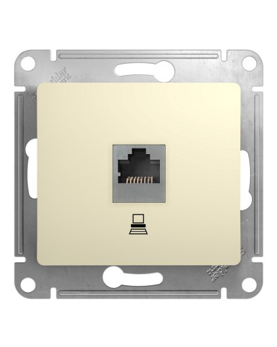 Glossa розетка RJ45 1-местная, кат. 5Е, скрытой установки, механизм, бежевый (GSL000281K). Розетка компьютерная. Systeme Electric в Королеве