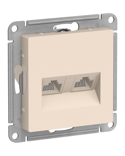 AtlasDesign розетка RJ45+RJ45, 2-местная, скрытой установки, механизм, бежевый (ATN000285). Розетка компьютерная. Systeme Electric в Королеве
