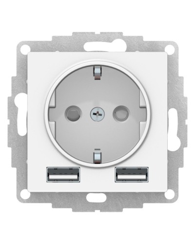 AtlasDesign розетка 1-местная с 2 USB A+A, скрытой установки, механизм, белый (ATN000130). Розетка с USB. Systeme Electric в Королеве