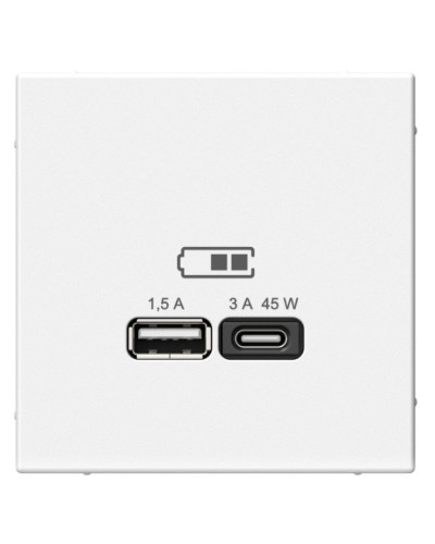 ArtGallery розетка USB тип-A+C 45Вт, скрытой установки, механизм, белый (GAL000129). Розетка USB. Systeme Electric в Королеве
