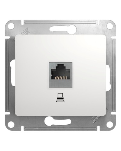 Glossa розетка RJ45 1-местная, кат. 5Е, скрытой установки, механизм, белый (GSL000181K). Розетка компьютерная. Systeme Electric в Королеве
