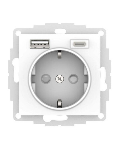 AtlasDesign розетка 1-местная с 2 USB A+C, скрытой установки, механизм, белый (ATN000132). Розетка с USB. Systeme Electric в Королеве