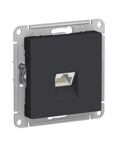 AtlasDesign розетка RJ45, кат. 5Е, 1-местная, скрытой установки, механизм, карбон (ATN001083). Розетка компьютерная. Systeme Electric в Королеве