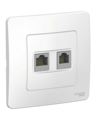 BLANCA розетка RJ45+RJ11 2-местная, кат. 5Е, скрытой установки, белый (BLNIS045111). Розетка компьютерная + телефонная. Systeme Electric в Королеве