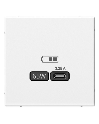 ArtGallery розетка USB тип-С 65Вт высокоскоростной заряд. QC, PD, скрытой установки, механизм, белый (GAL000127). Розетка USB. Systeme Electric в Королеве