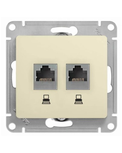 Glossa розетка RJ11+RJ45, 2-местная, кат. 5Е, скрытой установки, механизм, бежевый (GSL000285). Розетка компьютерная + телефонная. Systeme Electric в Королеве