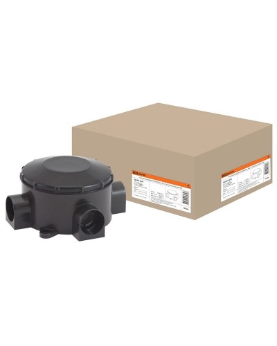 Распаячная коробка ОП D80х35мм, IP42, 3-х рожковая, черная TDM (SQ1401-4044). Распаячная коробка ОП. TDM ЕLECTRIC в Королеве