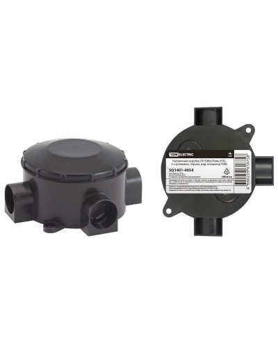 Распаячная коробка ОП D80х35мм, IP42, 3-х рожковая, черная TDM (SQ1401-4054). Распаячная коробка ОП. TDM ЕLECTRIC в Королеве