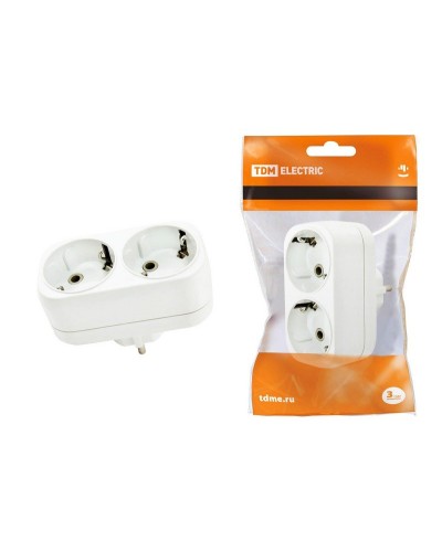 Блок на 2 гнезда 2П+З плоский 16А 250B TDM (SQ1806-0026). Розетка. TDM ЕLECTRIC в Королеве