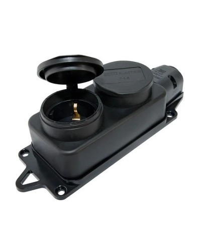 Розетка двухместная 2Р+РЕ 16А 250В IP44 (SQ0612-0037). Розетка двухместная с заглушками каучук. TDM ЕLECTRIC в Королеве